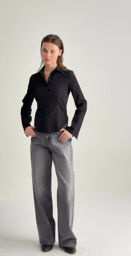 Black tailored slim fit shirt