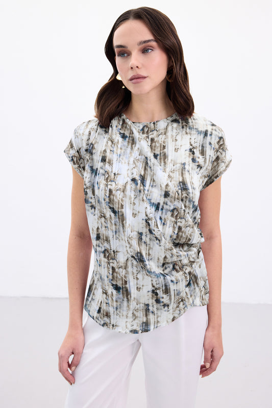 Indigo Pleated Blouse