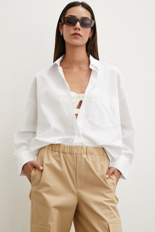 White Regular Fit Poplin Shirt