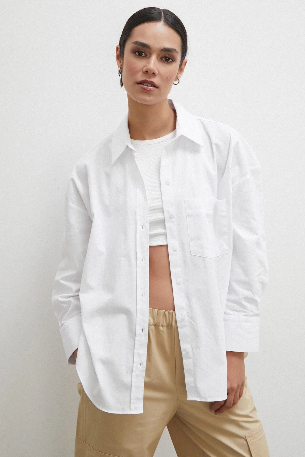 White Regular Fit Poplin Shirt