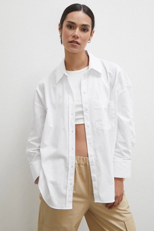 White Regular Fit Poplin Shirt