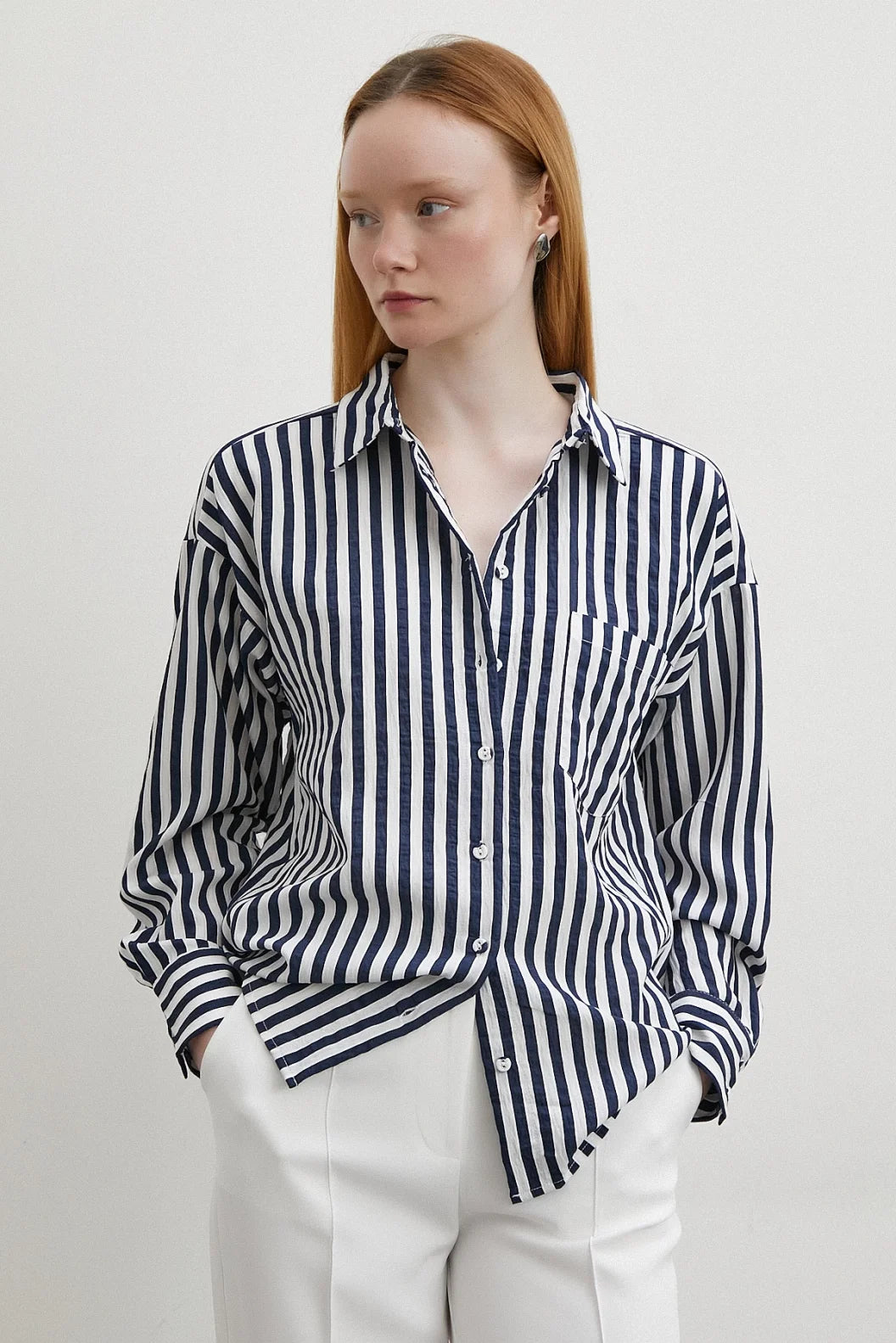 Navy Multi Striped Pocket Shirt