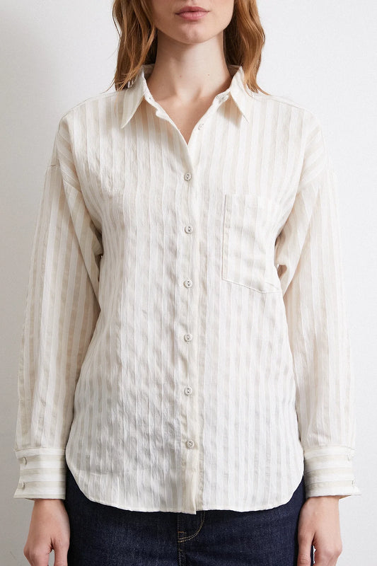 Beige Multi Striped Pocket Shirt