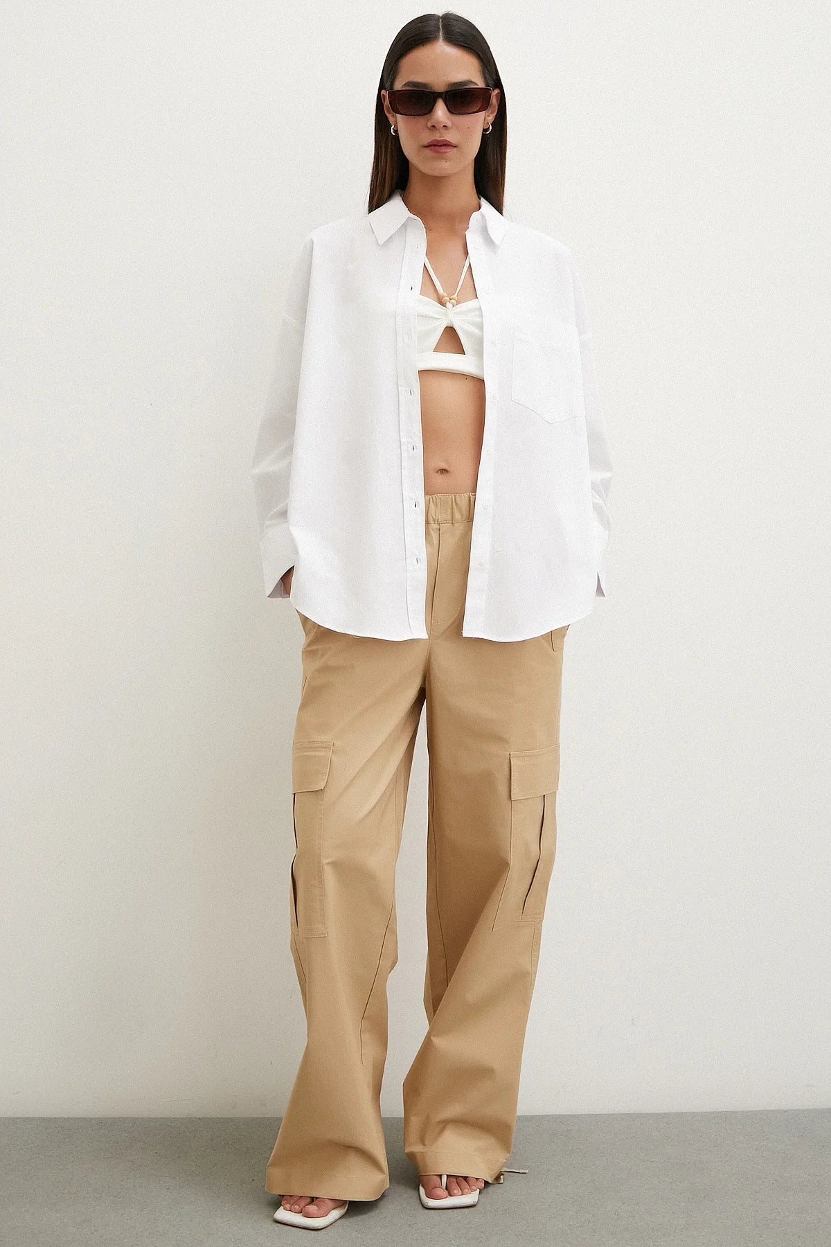 White Regular Fit Poplin Shirt
