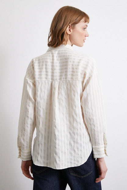 Beige Multi Striped Pocket Shirt