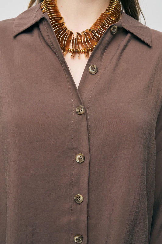 Coffee Boyfriend Fit Lightweight Shirt
