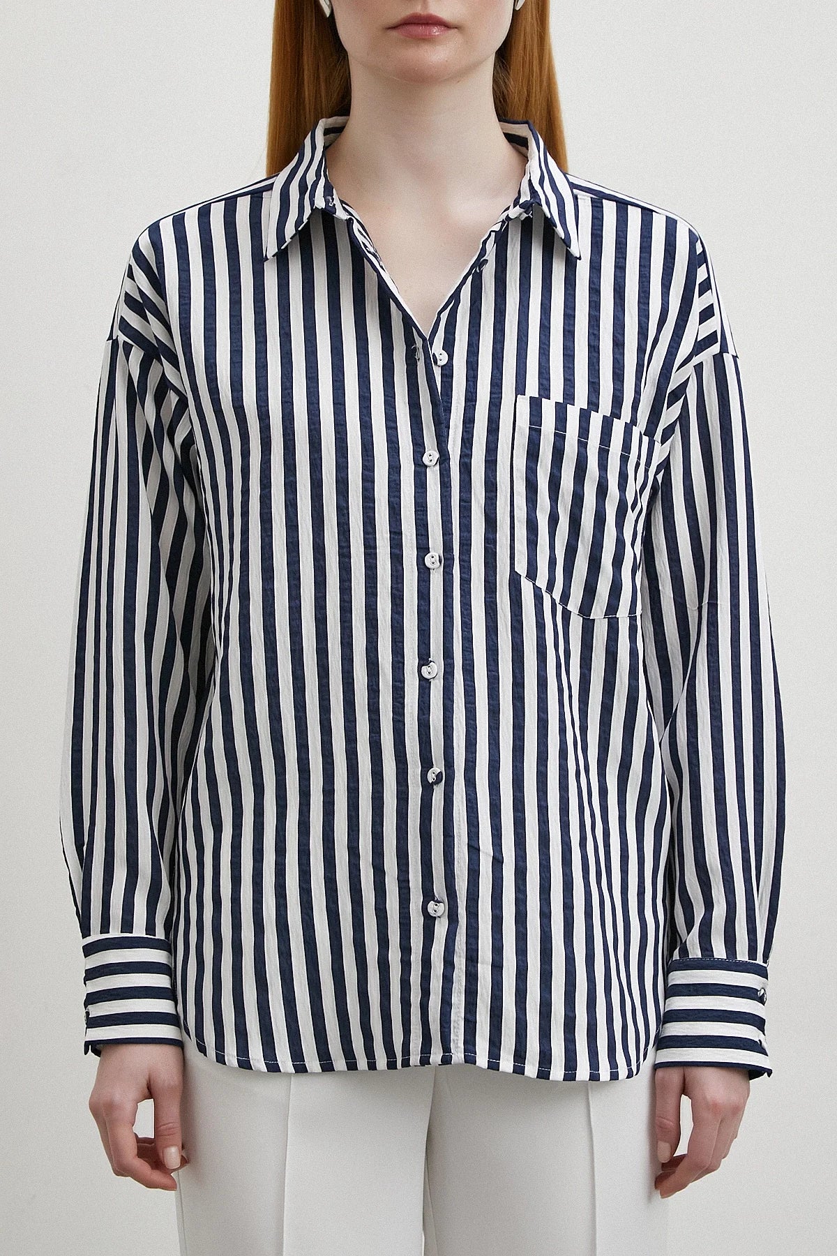 Navy Multi Striped Pocket Shirt