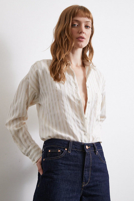 Beige Multi Striped Pocket Shirt