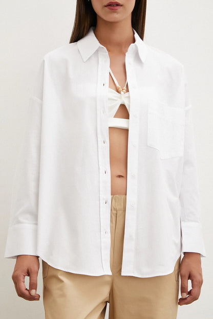 White Regular Fit Poplin Shirt