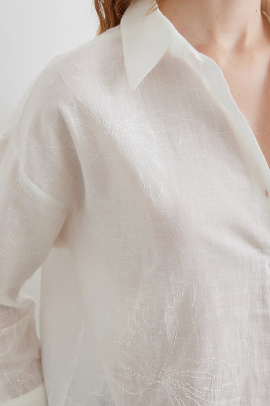 White Embroidered Detail Shirt