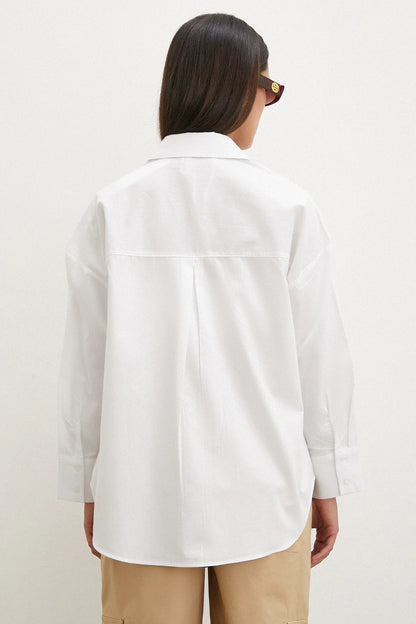 White Regular Fit Poplin Shirt