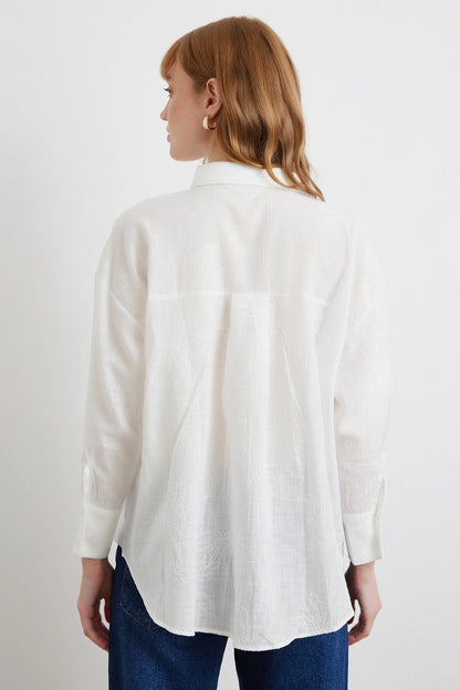 White Embroidered Detail Shirt