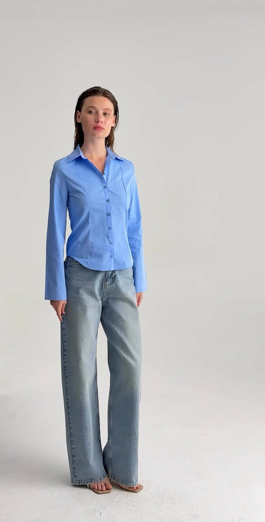Blue tailored slim fit shirt