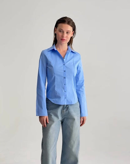 Blue tailored slim fit shirt