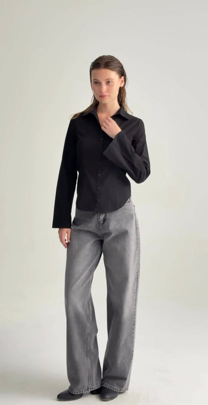 Black tailored slim fit shirt