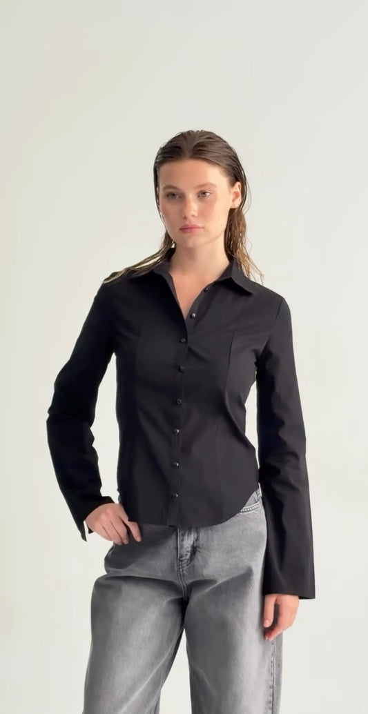 Black tailored slim fit shirt
