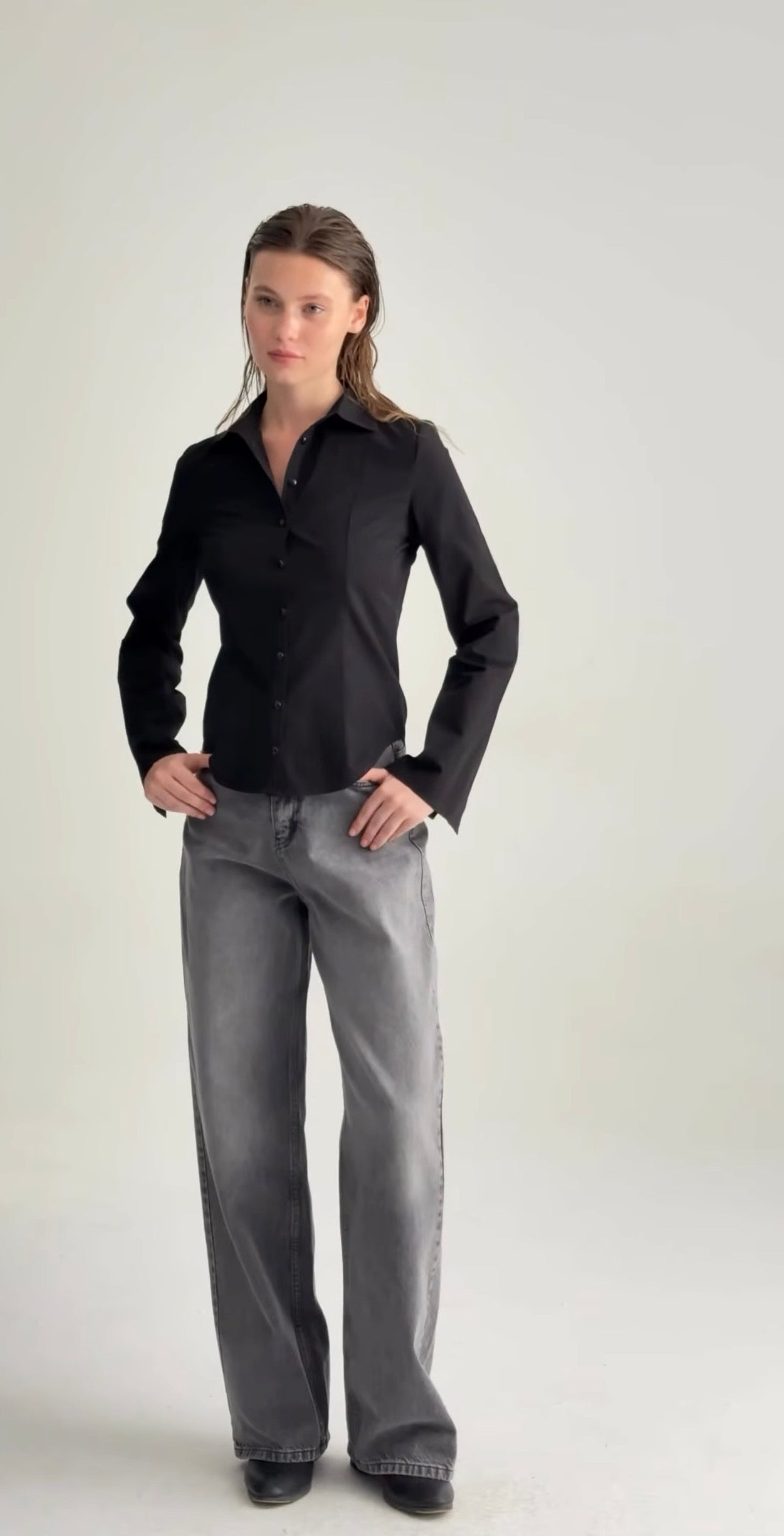Black tailored slim fit shirt