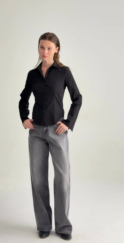 Black tailored slim fit shirt