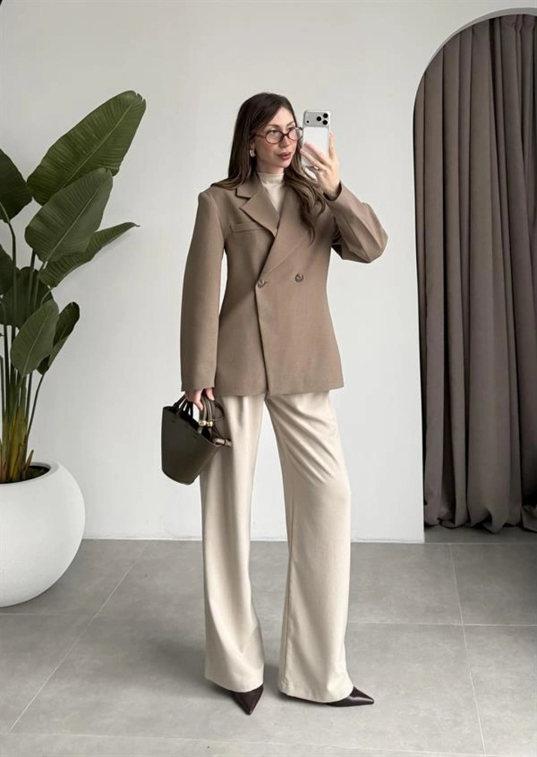 khaki Double Button Blazer