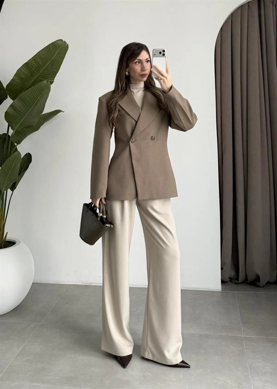 khaki Double Button Blazer