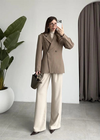 khaki Double Button Blazer