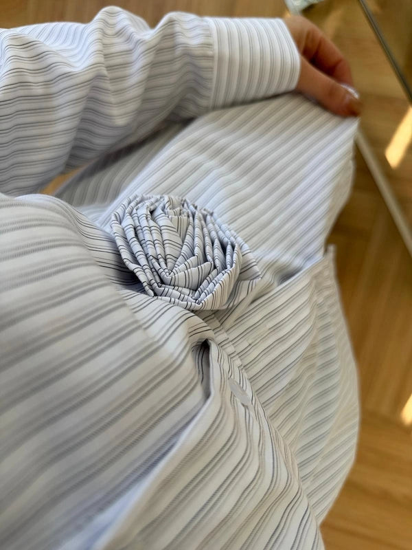 Rose Tie Striped Shirt Gray
