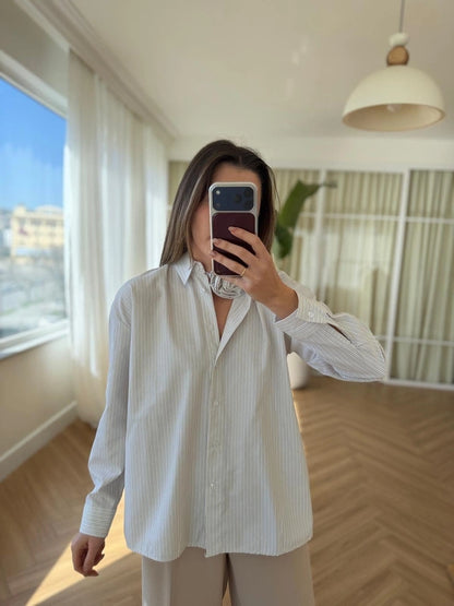 Rose Tie Striped Shirt Green