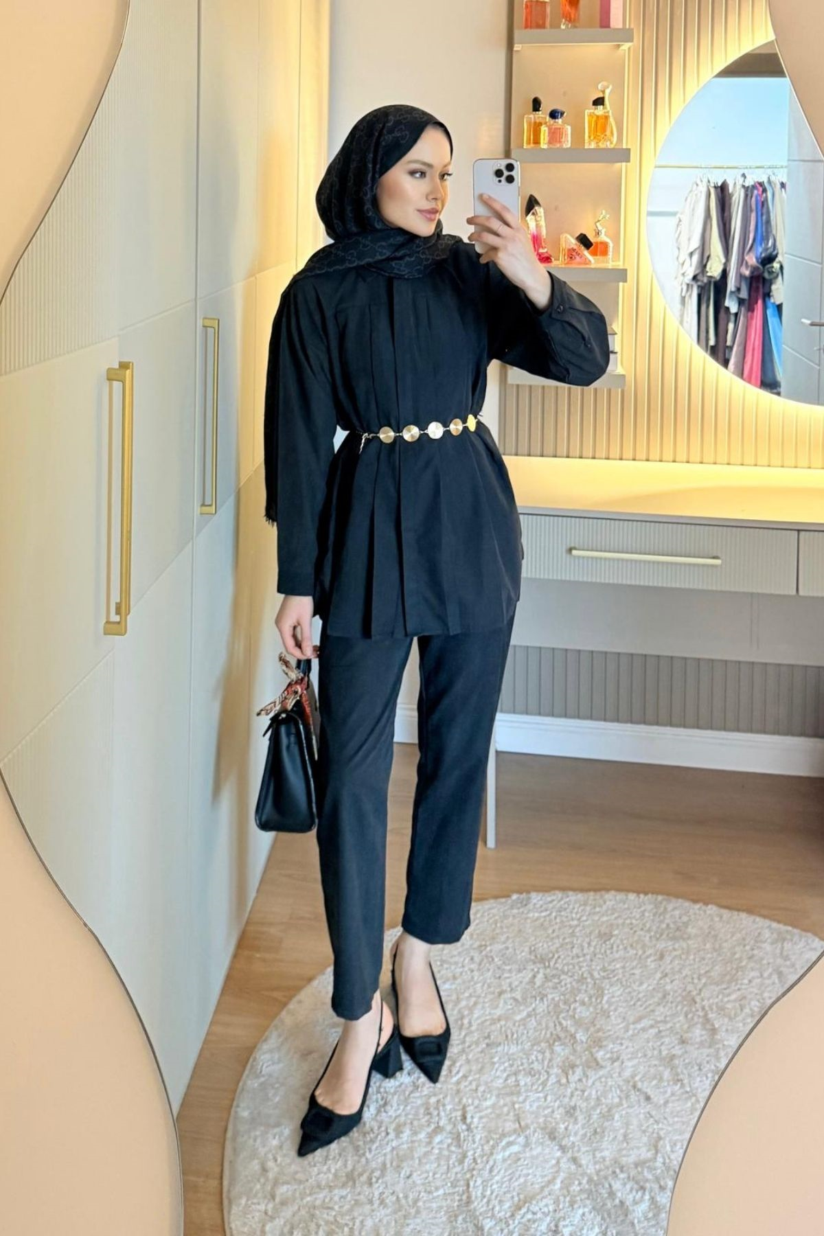 Black Joy Pleated Set