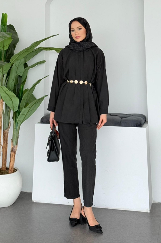 Black Joy Pleated Set