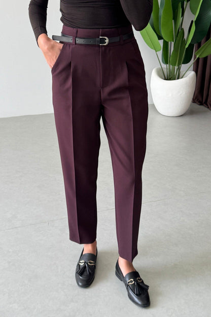 Burgundy belted Trouser