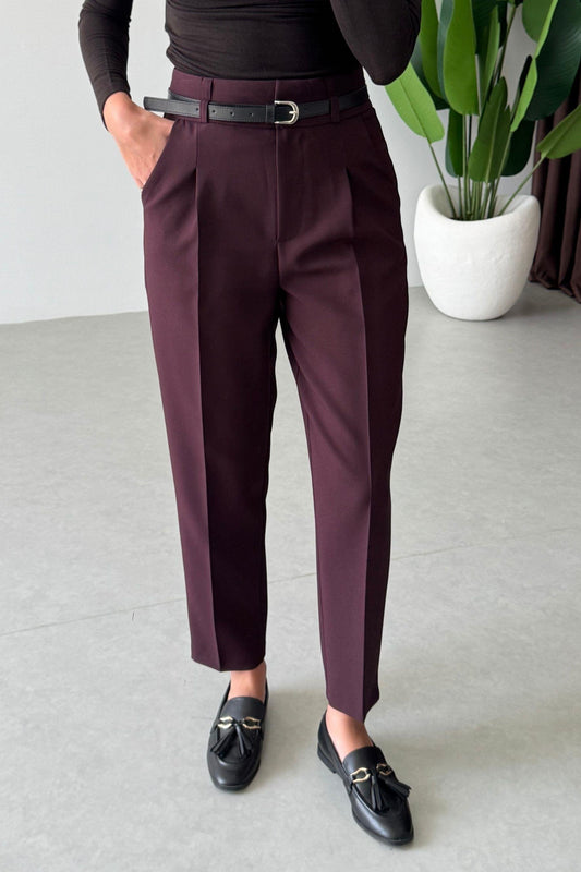 Burgundy belted Trouser