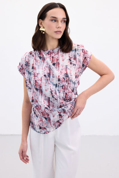 Bordo Pleated Blouse
