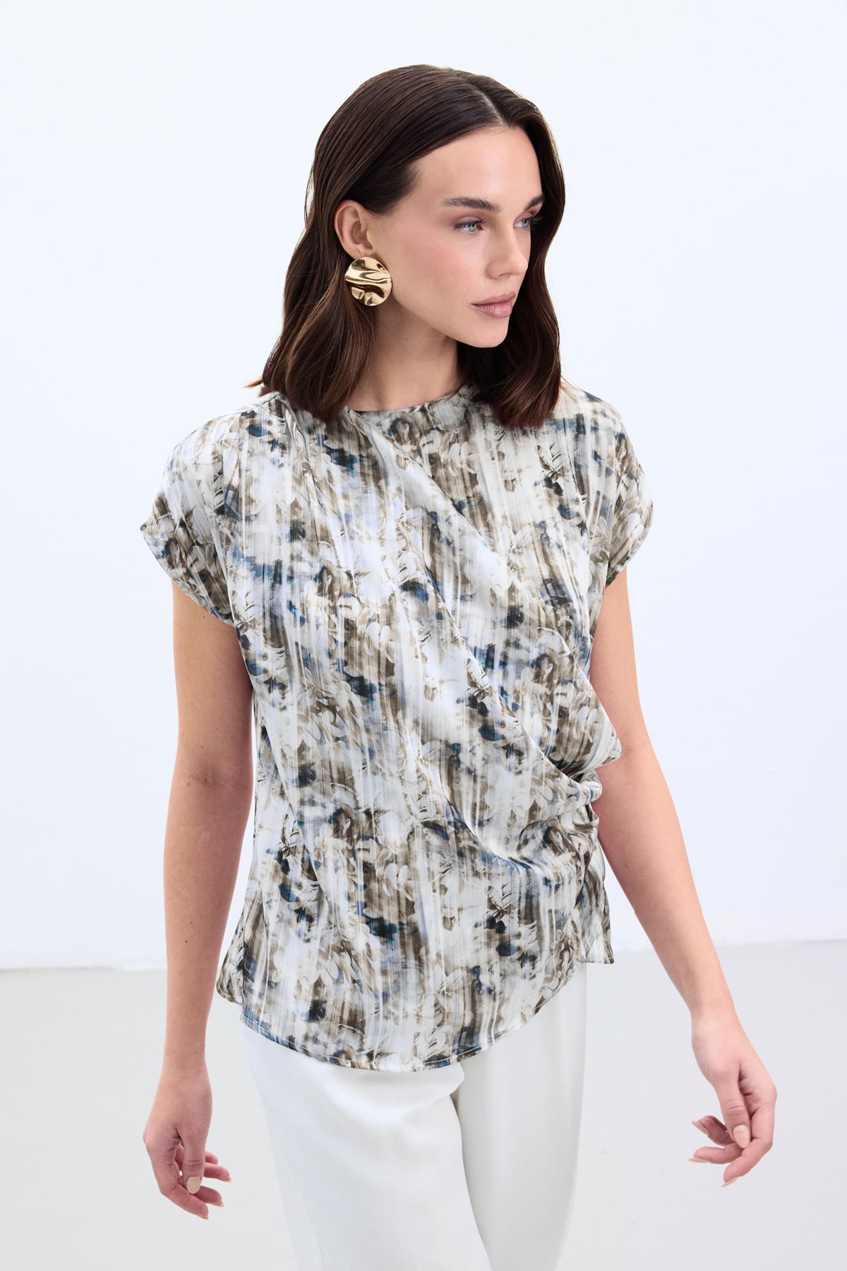 Indigo Pleated Blouse