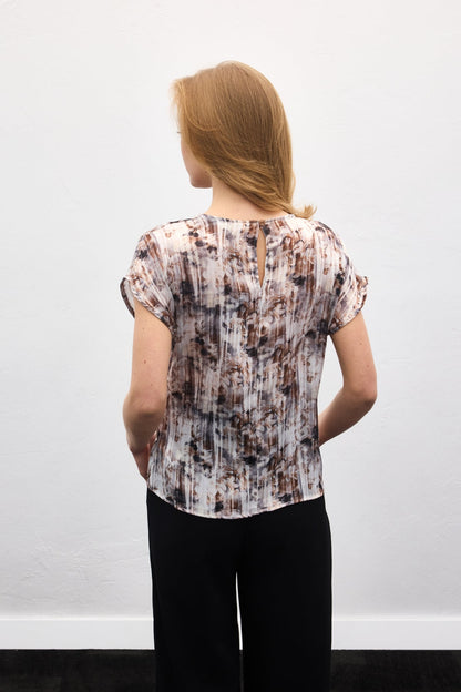 Brown Pleated Blouse