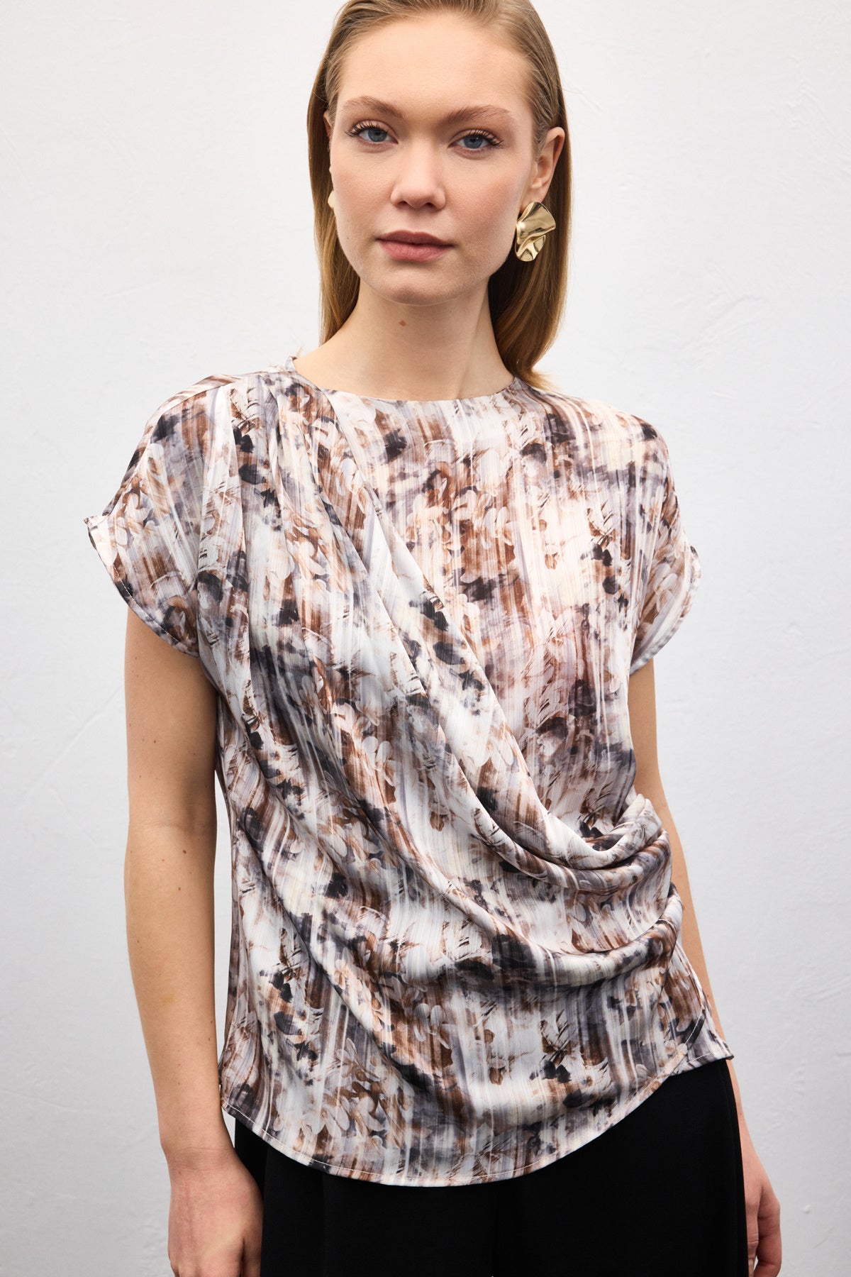 Brown Pleated Blouse