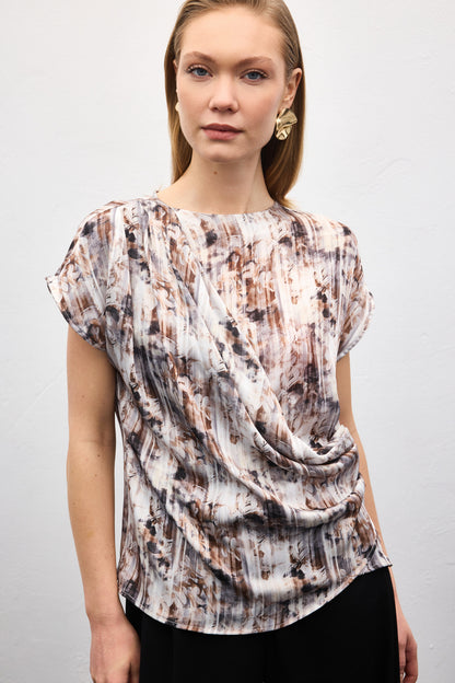 Brown Pleated Blouse
