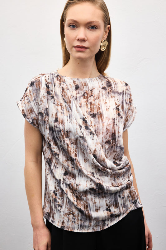 Brown Pleated Blouse