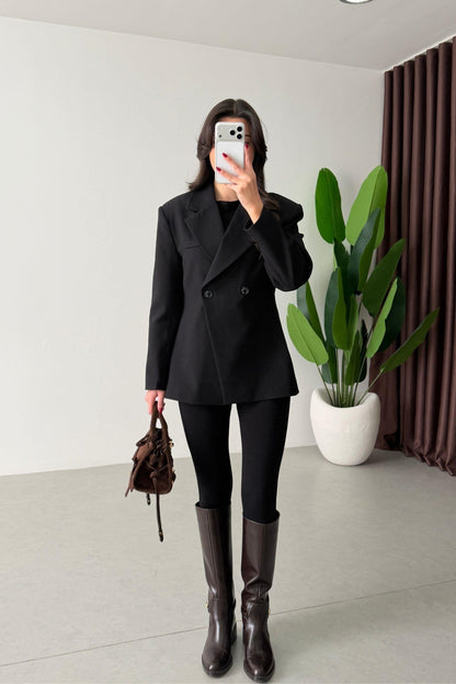 Black Double Button Blazer