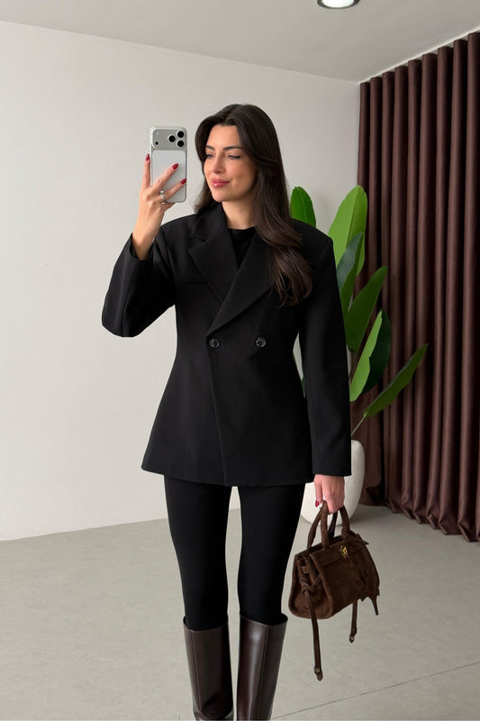 Black Double Button Blazer