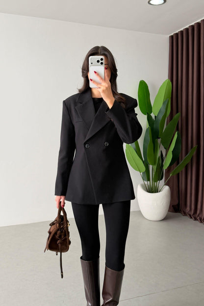 Black Double Button Blazer