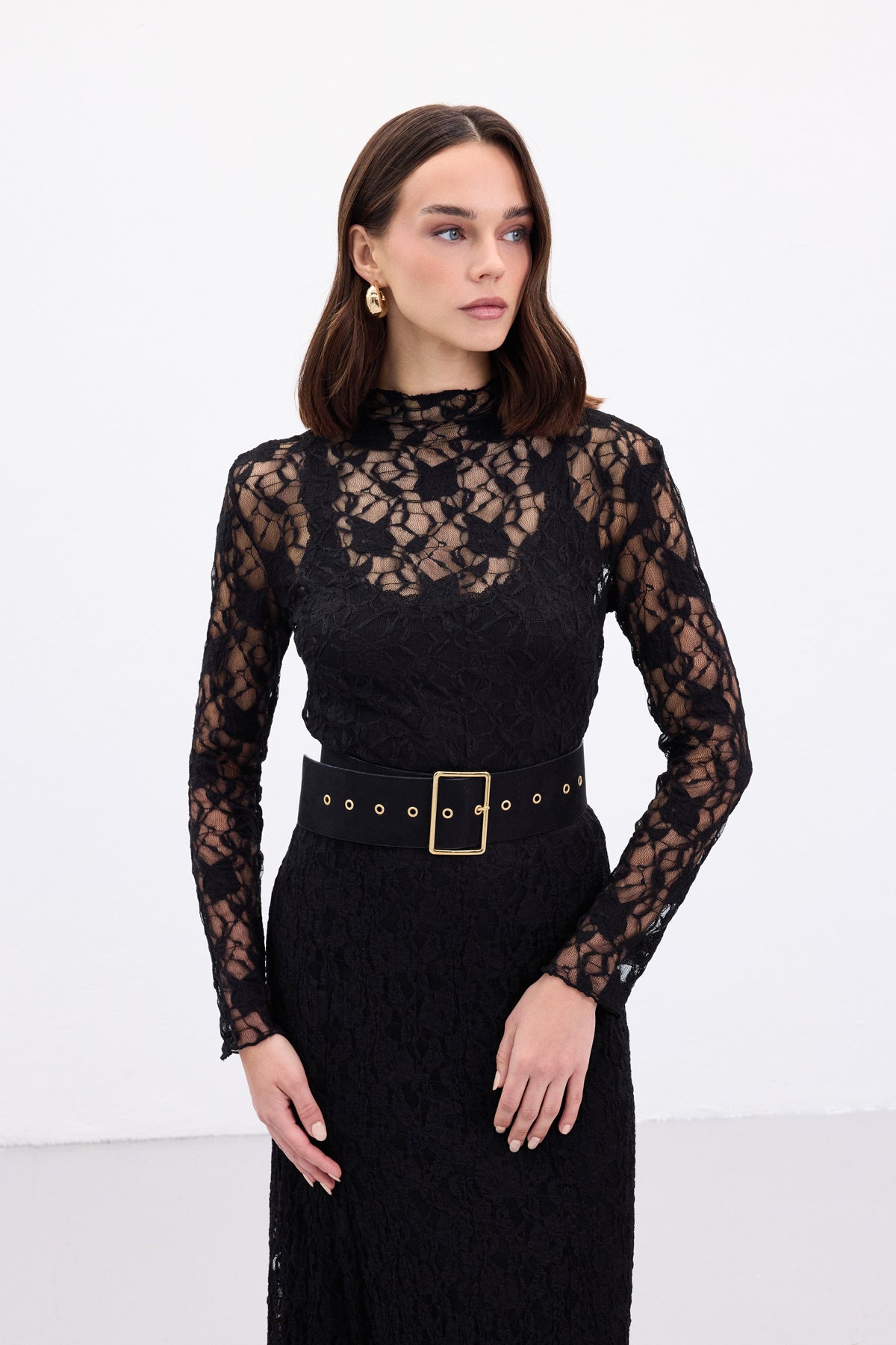 Black transparent dantel Blouse