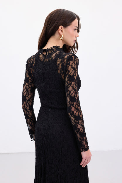 Black transparent dantel Blouse