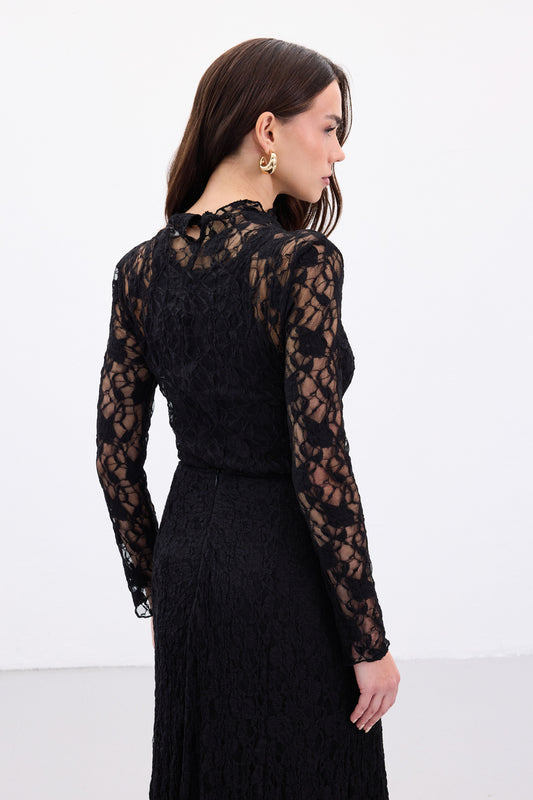 Black transparent dantel Blouse