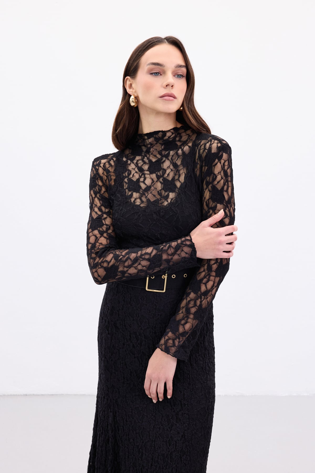 Black transparent dantel Blouse